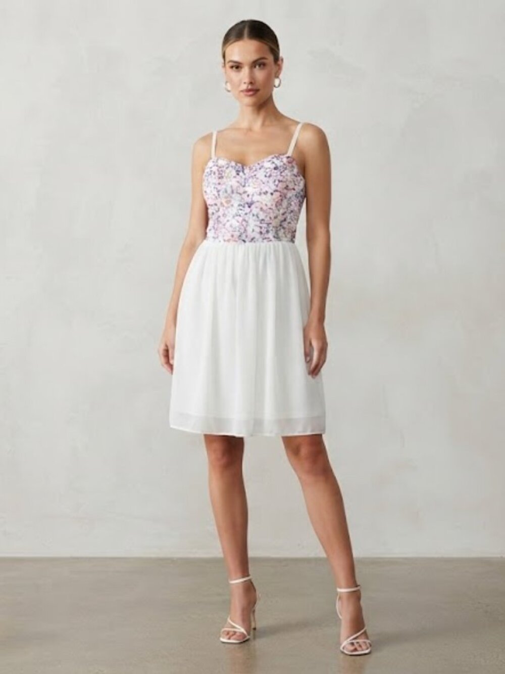 Guess White Sequins Bodice Mini Dress